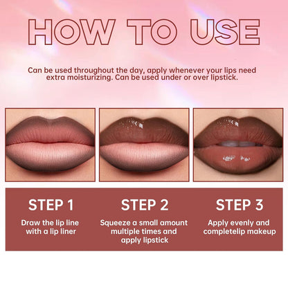 HOSAILY Nourishing Lip Gloss and Brown Lip Liner Duo, Hydrating Plumping Lip Glow Oil Set for Women, Moisturizing Lightweight Long-Lasting High Shine Lip Tint, Mini Liquid Lipstick Makeup Collection