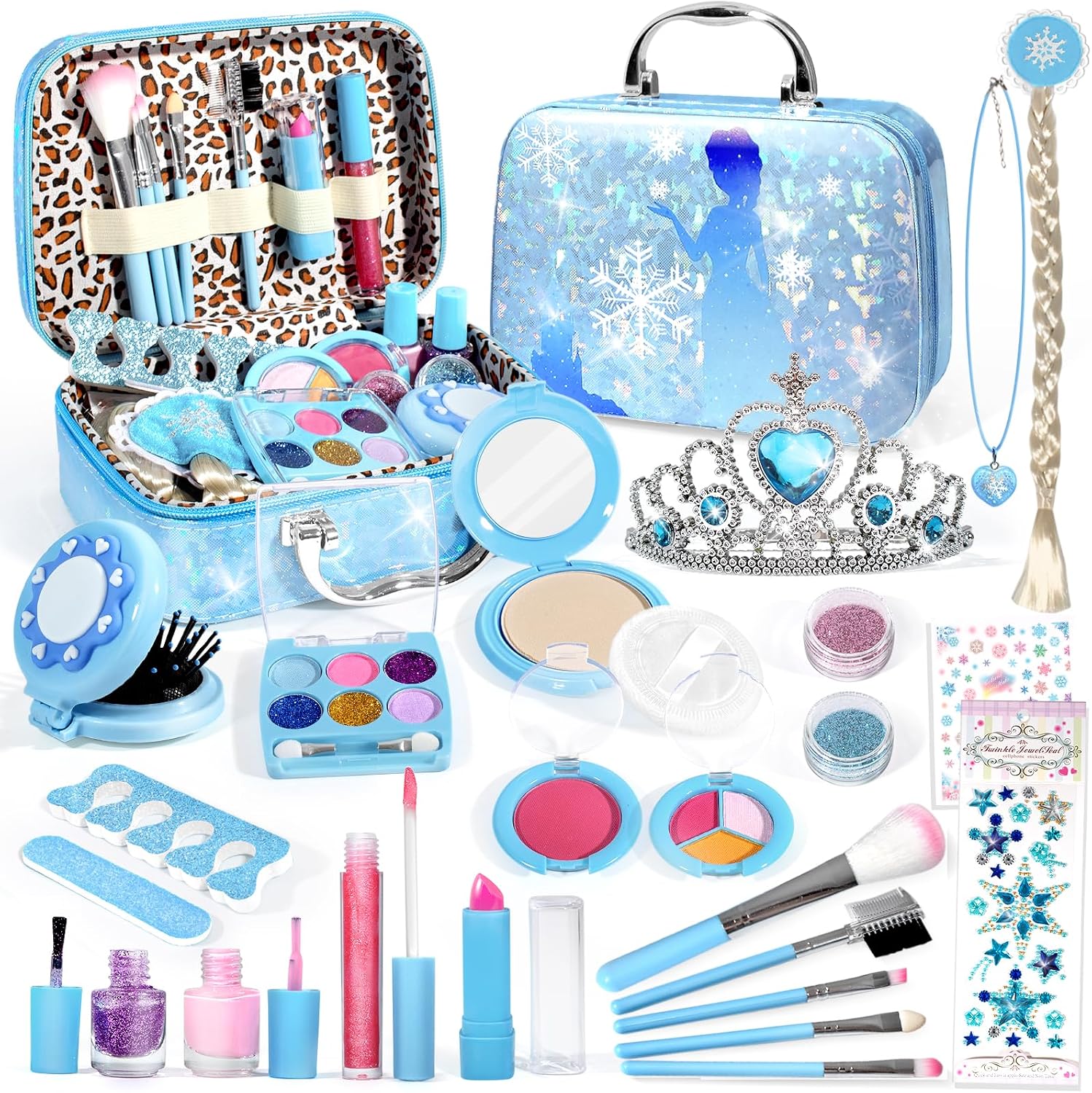 INNOCHEER Children's Makeup Set - Washable Frozen-Themed Makeup Kit for Girls, Ideal Birthday and Christmas Gift for Ages 3 to 12