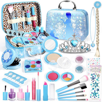 INNOCHEER Children's Makeup Set - Washable Frozen-Themed Makeup Kit for Girls, Ideal Birthday and Christmas Gift for Ages 3 to 12