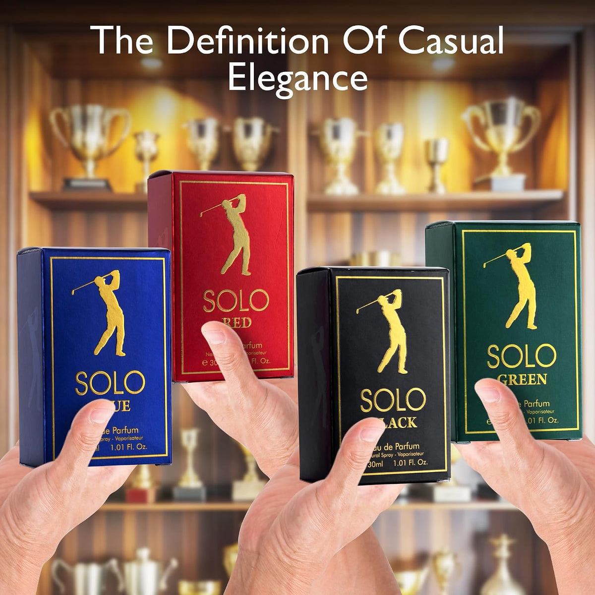 Elevate Your Scent Game with the Novoglow Solo 4-Piece Mini Eau de Parfum Set for Men - Includes Captivating Solo Red, Blue, Black & Green Fragrances - Perfect for Any Occasion!