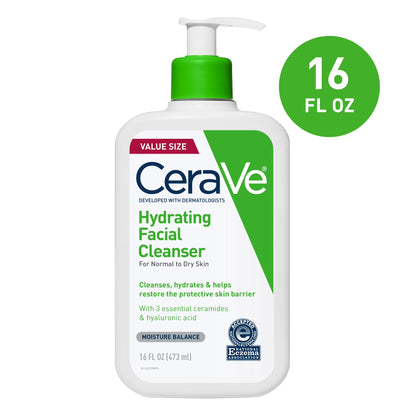 Hydrating Facial Cleanser for Normal to Dry Skin, 16 Fl Oz Daily Face Wash