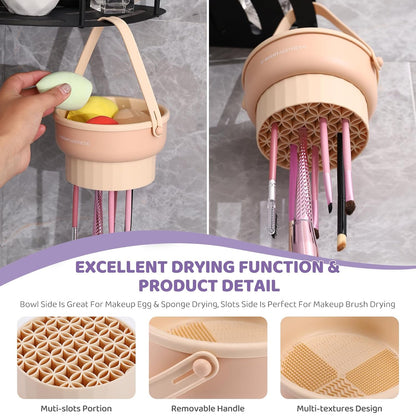 3-in-1 Silicone Makeup Brush Cleaning Bowl and Mat (Purple)