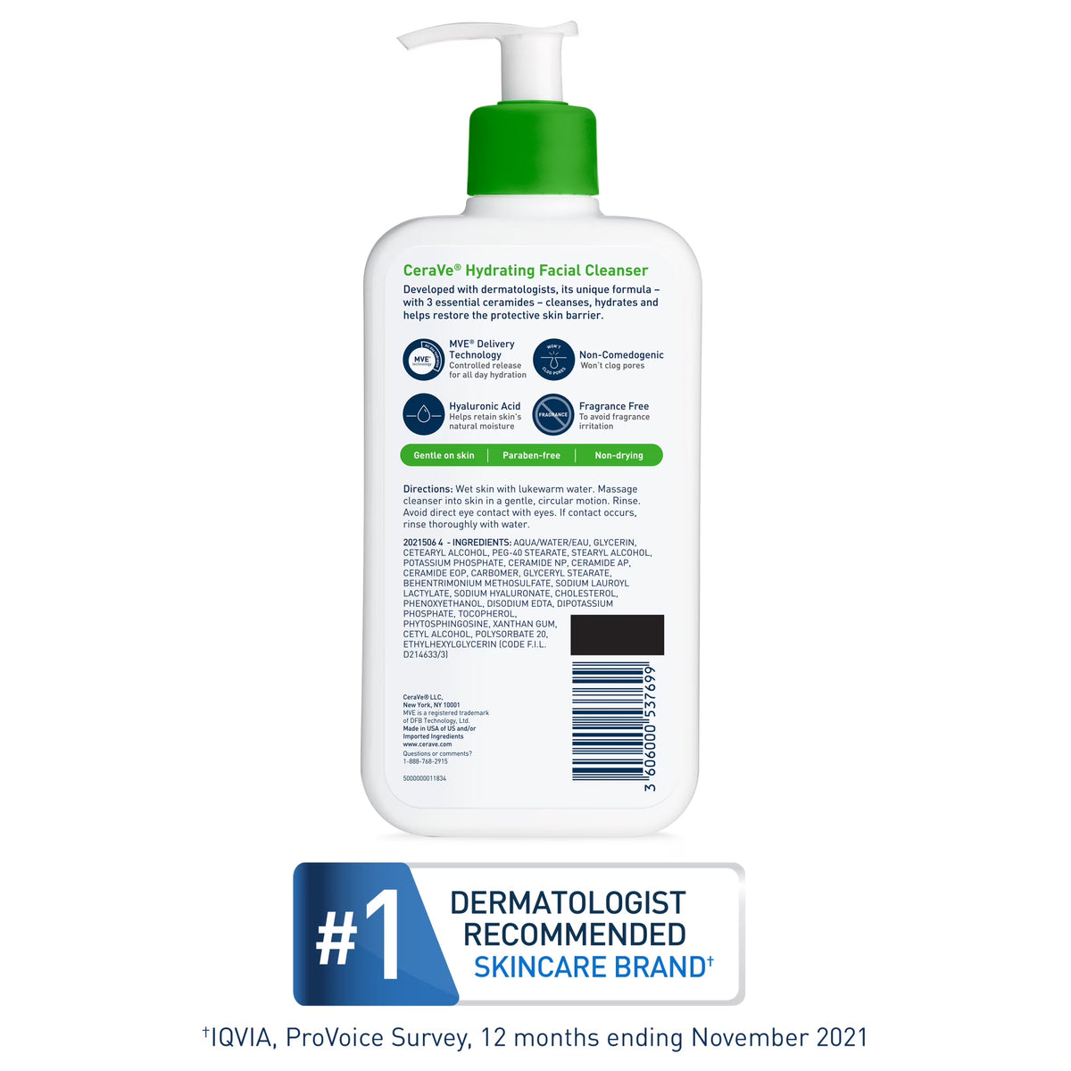 Hydrating Facial Cleanser for Normal to Dry Skin, 16 Fl Oz Daily Face Wash