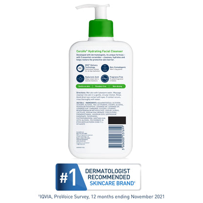 Hydrating Facial Cleanser for Normal to Dry Skin, 16 Fl Oz Daily Face Wash