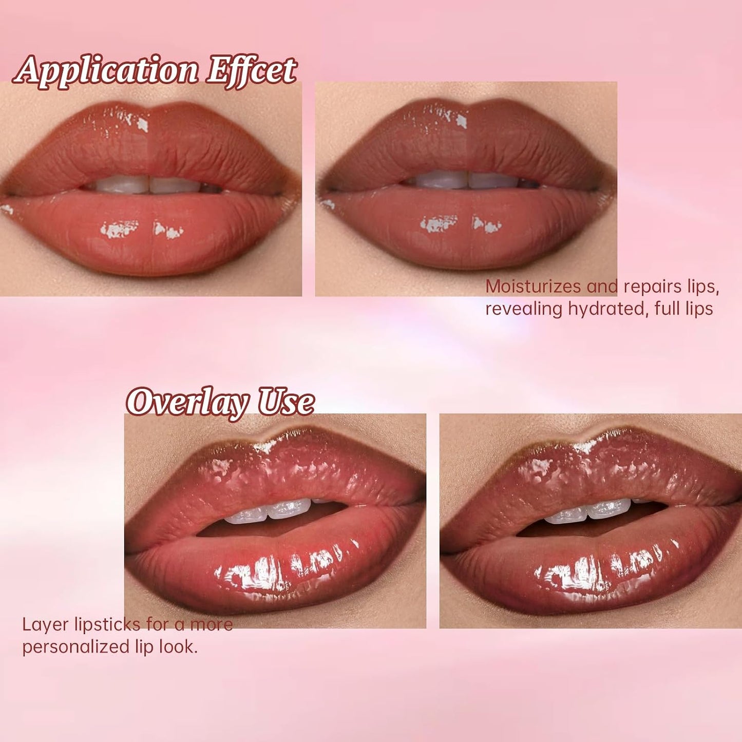 HOSAILY Nourishing Lip Gloss and Brown Lip Liner Duo, Hydrating Plumping Lip Glow Oil Set for Women, Moisturizing Lightweight Long-Lasting High Shine Lip Tint, Mini Liquid Lipstick Makeup Collection