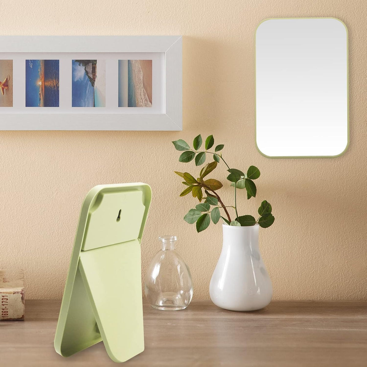 8-Inch Dual-Purpose Square Mirror: Pink Princess Design for Desktop and Wall Hanging