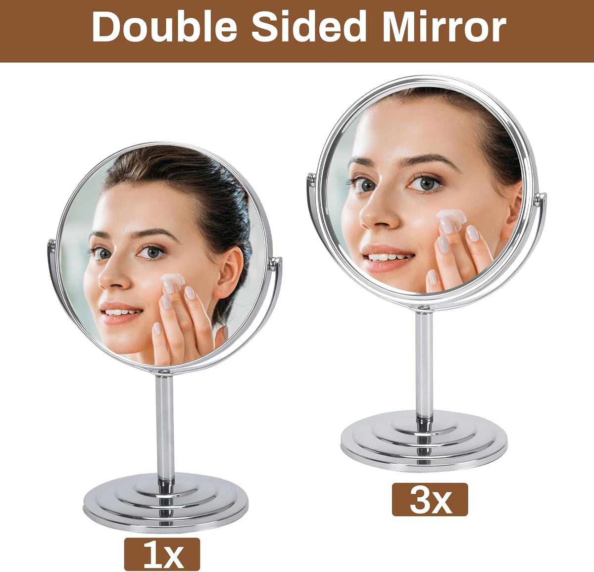 3X Magnifying Vanity Makeup Mirror for Tabletop Use
