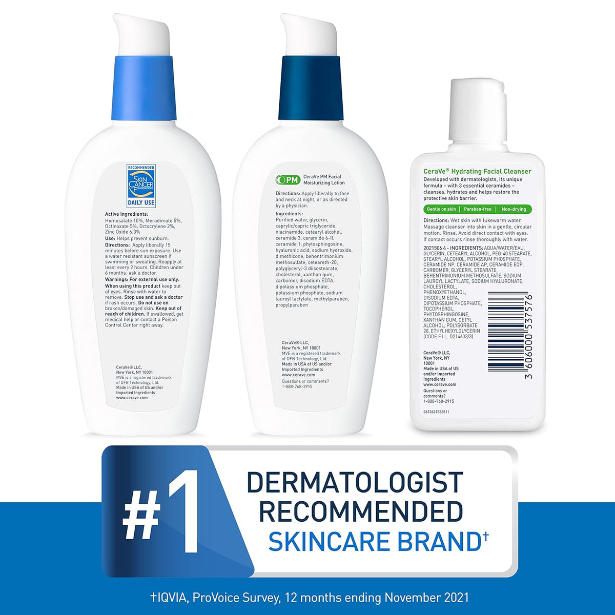 CeraVe Skincare Set: Travel Size Face Wash and AM/PM Moisturizers