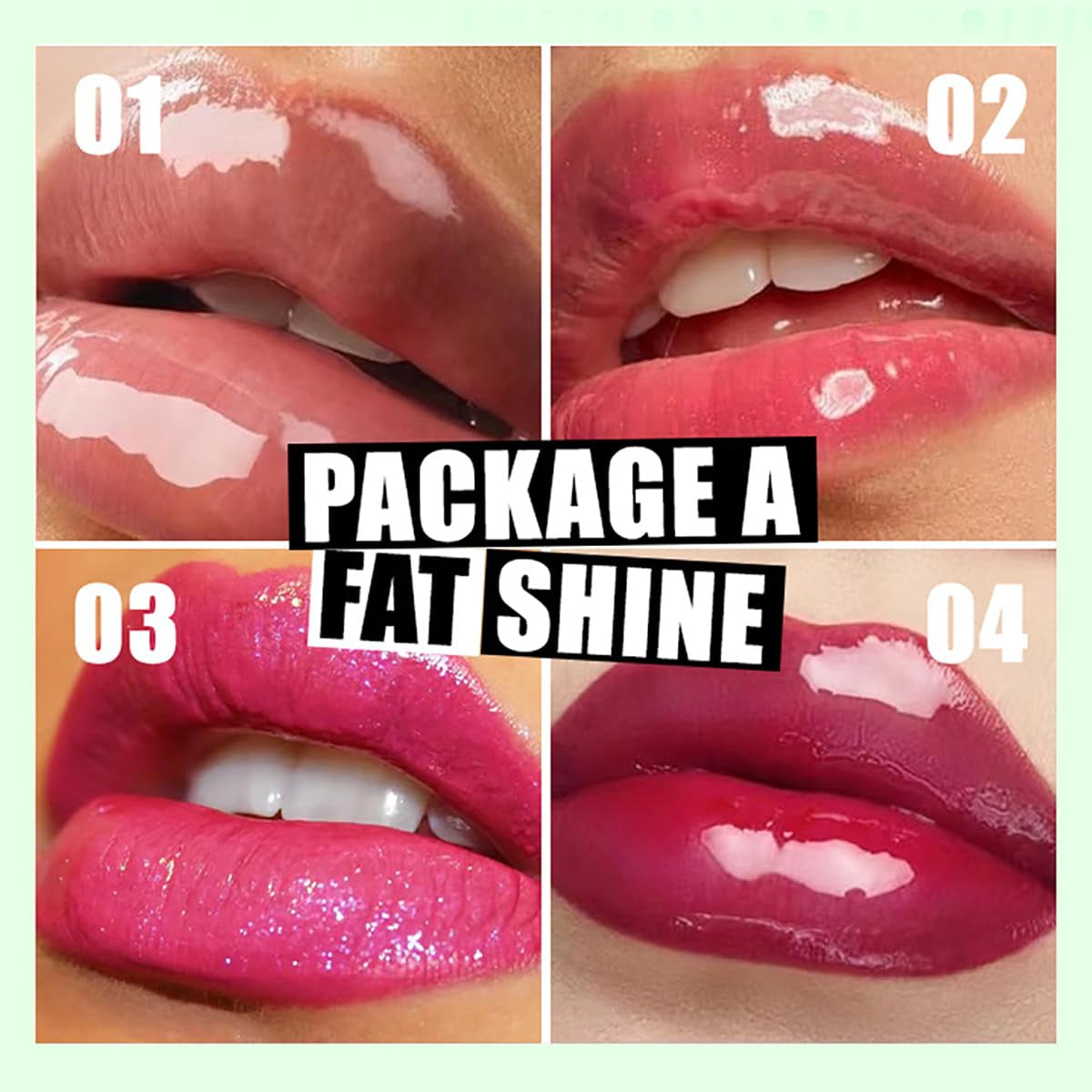 Hydrating Lip Oil Collection - 4 Shades of Glossy, Moisturizing Lip Glaze with Large Brush Applicator, Long-Lasting, Non-Sticky, Transparent Tinted Formula for Plump Lips - Set A