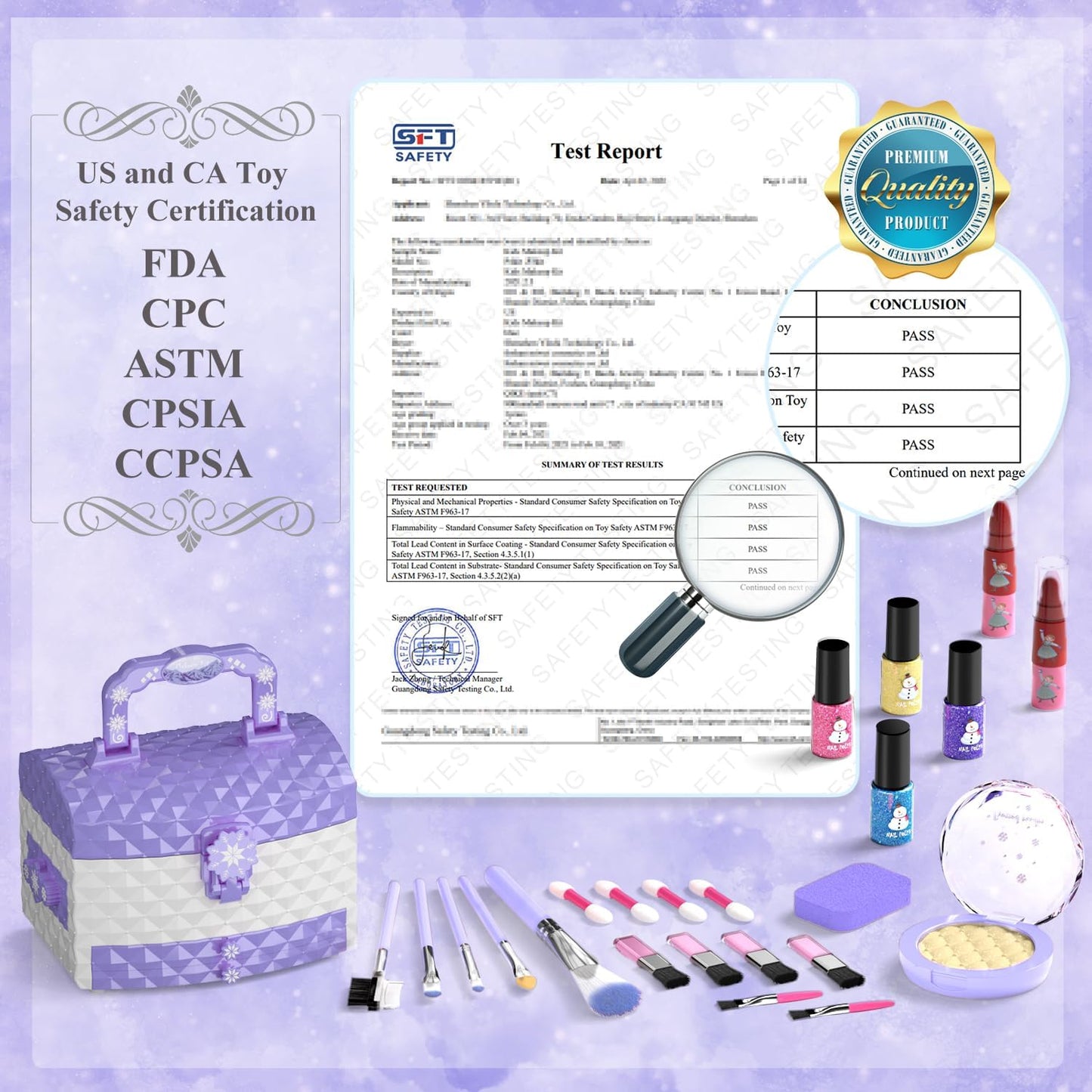 56-Piece Children's Makeup Set, Washable Real Cosmetic Kit for Toddlers