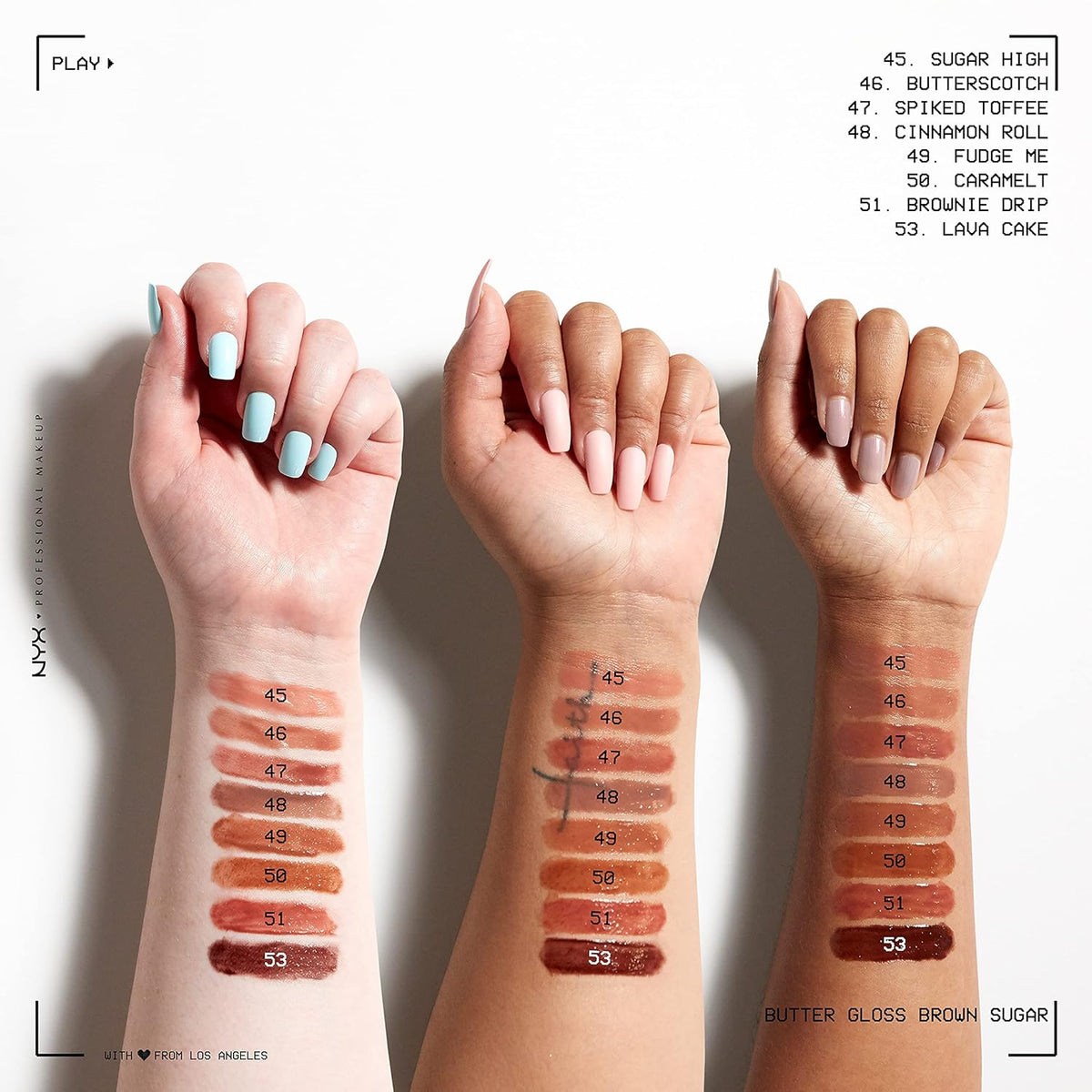 NYX PROFESSIONAL MAKEUP Butter Gloss Trio - Brown Sugar, Non-Sticky Lip Gloss (Sugar High, Spiked Toffee, Butterscotch)