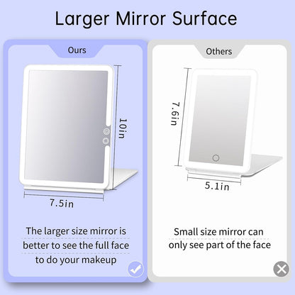 Funtoch 2500mAh Rechargeable Large Travel Makeup Mirror with Integrated Lighting