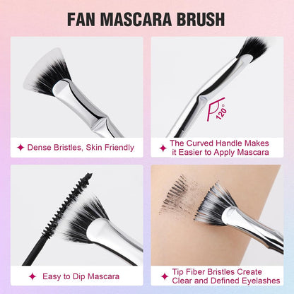 Docolor 5-in-1 Eyelash Curler Kit with Eyelash Comb, Fan Mascara Brush, Tweezers, Eyebrow Brush, and 6 Replacement Pads