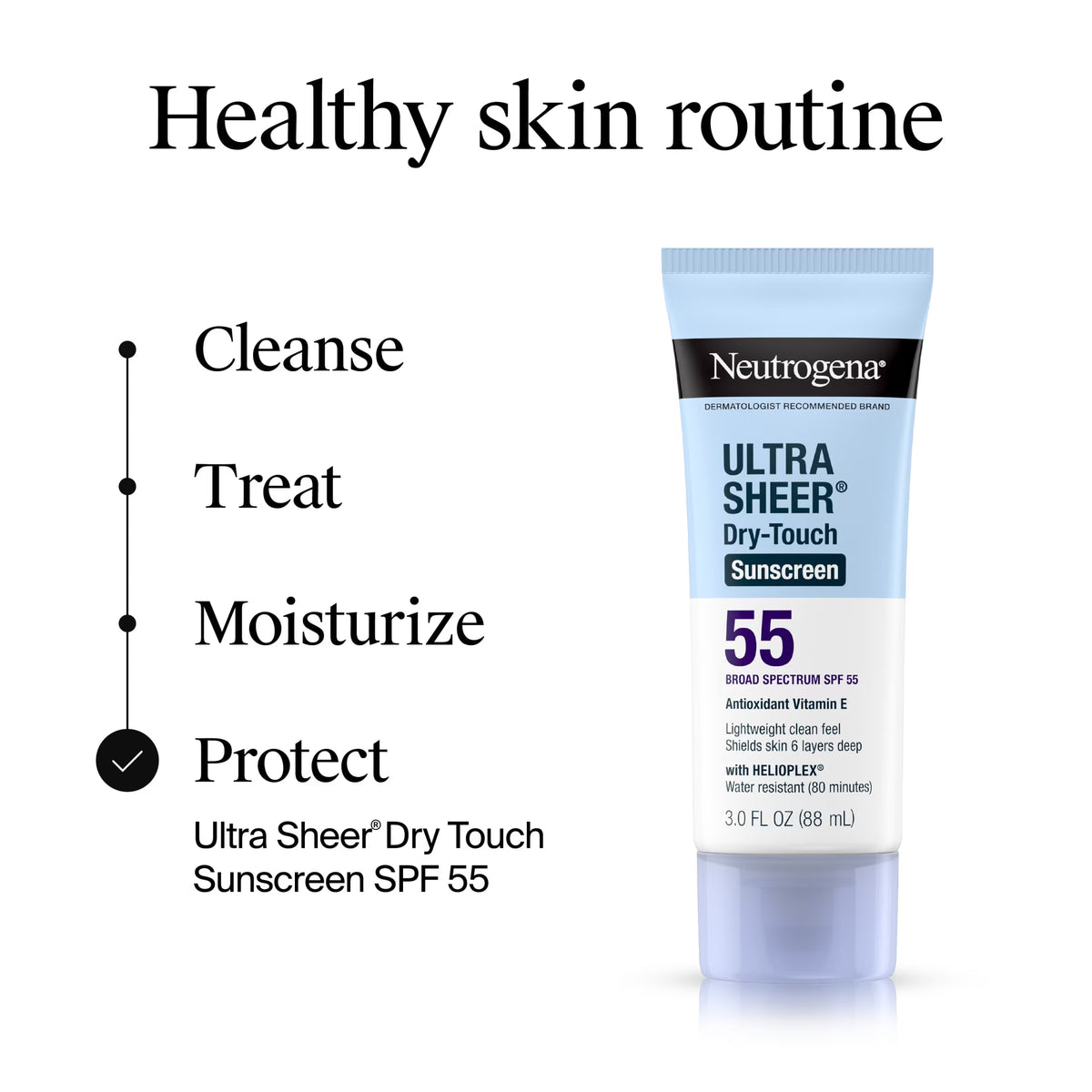 Ultra Sheer Body Sunscreen Lotion SPF 55, Travel Size, 3 Fl Oz