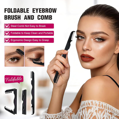 Docolor 5-in-1 Eyelash Curler Kit with Eyelash Comb, Fan Mascara Brush, Tweezers, Eyebrow Brush, and 6 Replacement Pads