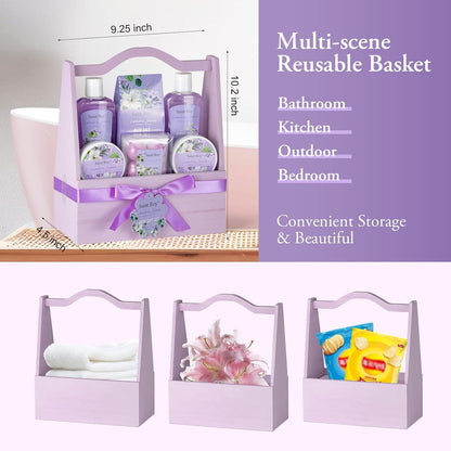 Home Spa Gift Basket for Women, Lavender Jasmine Bath & Body Care Kit