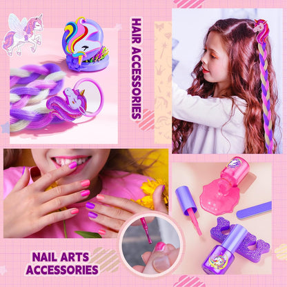 Beayuck Kids Makeup Kit for Girls - Real Washable Cosmetic Set with Storage Case, Ideal Play Makeup Set for Ages 3 to 12, Perfect Gift for Christmas and Birthdays, Purple