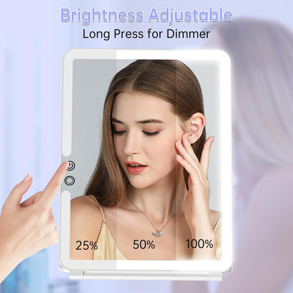 Funtoch 2500mAh Rechargeable Large Travel Makeup Mirror with Integrated Lighting