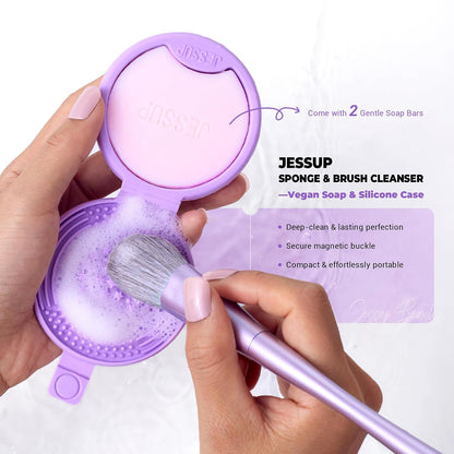 Jessup Silicone Makeup Brush Cleaner Mat with 2 Solid Soaps - Model A013
