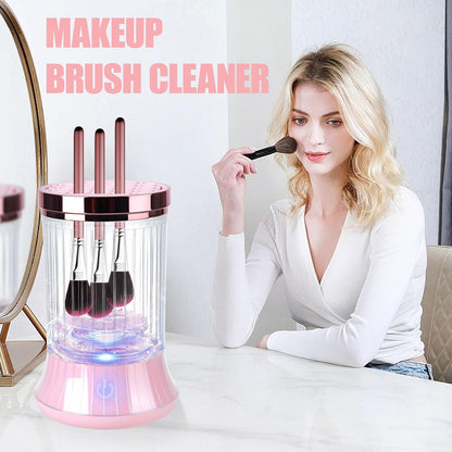 Electric Makeup Brush Cleaner Machine - USB-Powered Automatic Spinner with Dual Cleaning Modes, Portable Deep Cleaning Solution for Cosmetic Brushes, Pink