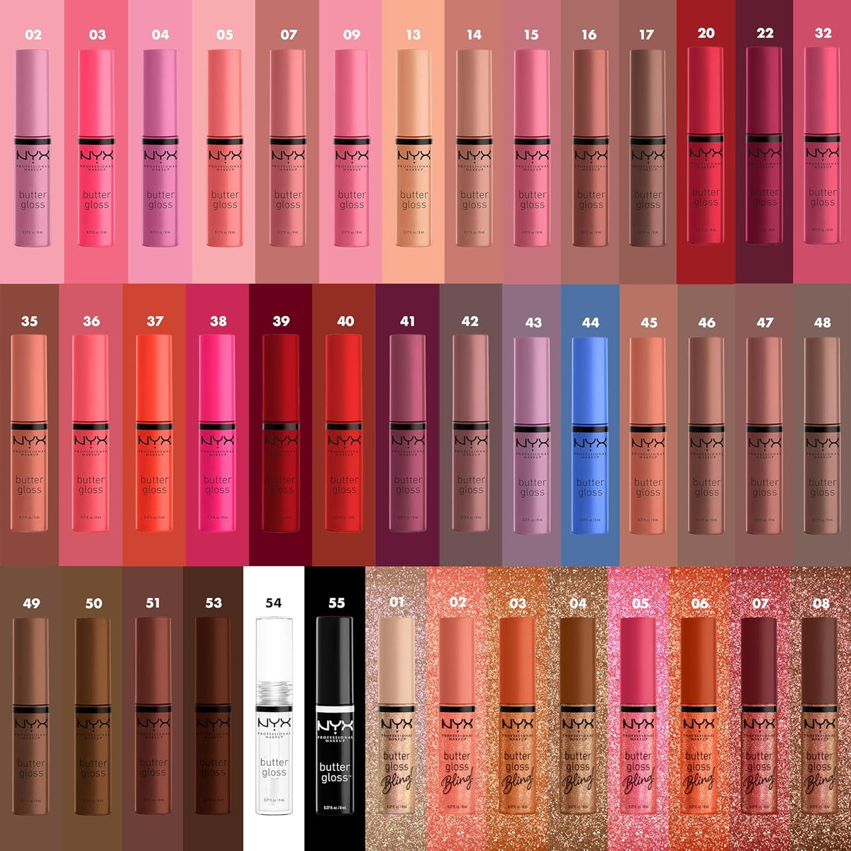 NYX Professional Makeup Butter Gloss Bling - Non-Sticky, Shiny Vegan Lip Gloss for a Radiant Finish