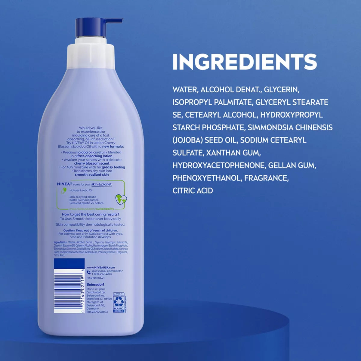 Nivea Cherry Blossom and Jojoba Oil Infused Body Lotion - 16.9 Fl Oz