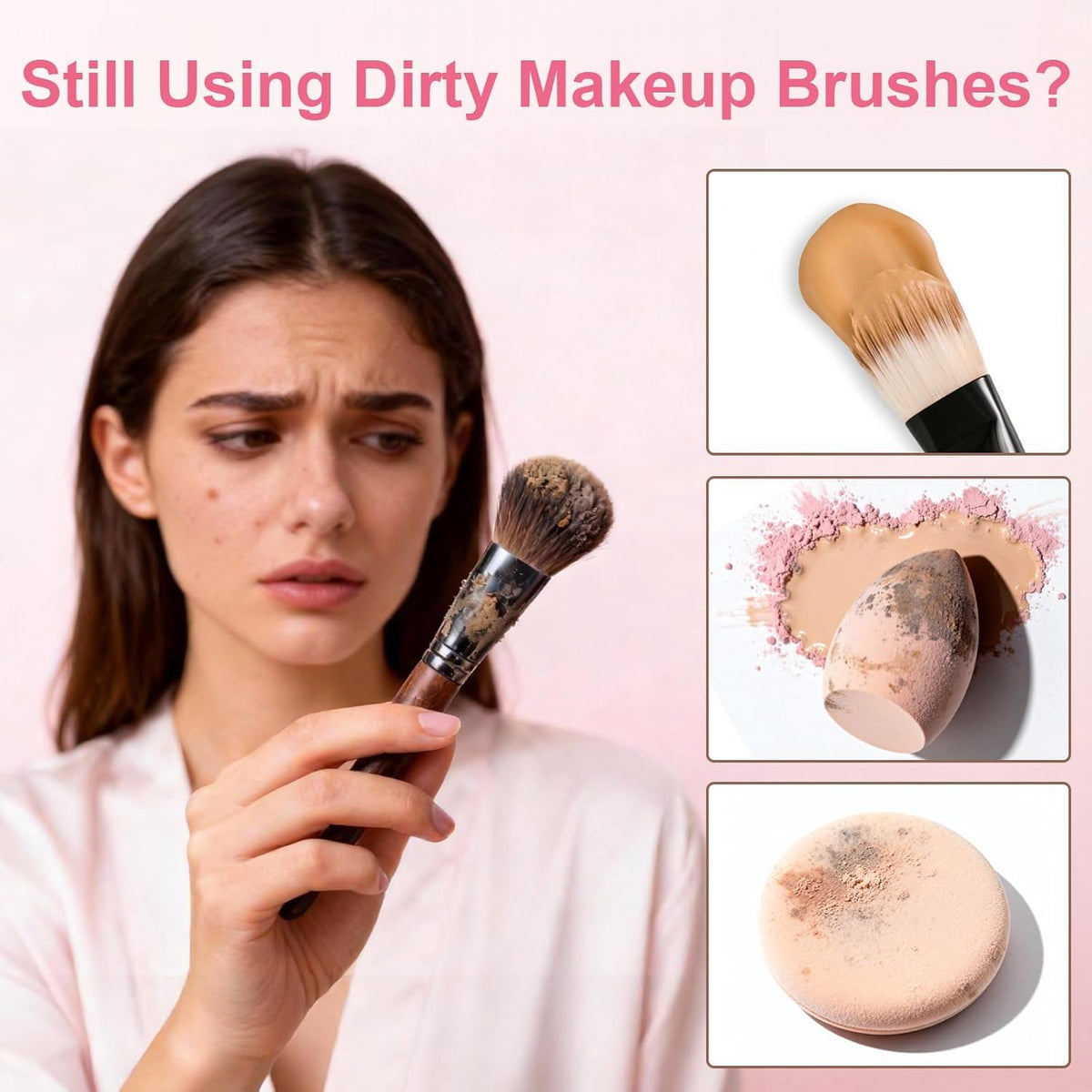 Professional Makeup Brush Cleaning Solution with Cleaning Mat - 2 Piece Set