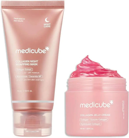 Revitalize Your Skin Overnight with Medicube Korean Collagen Peel-Off Facial Mask & Jelly Cream - Perfect for All Skin Types!