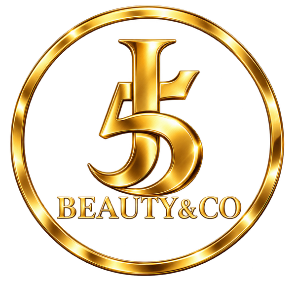 J5 Beauty & Co gold logo with transparent background