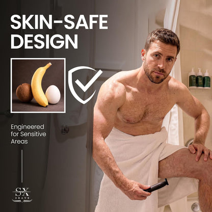 Men's Electric Body Hair Trimmer - Versatile Grooming Tool for Pubic, Beard, Chest, and Sensitive Areas with Skin-Safe Dual Blades, Waterproof Design, Rechargeable USB-C, and Three Combs