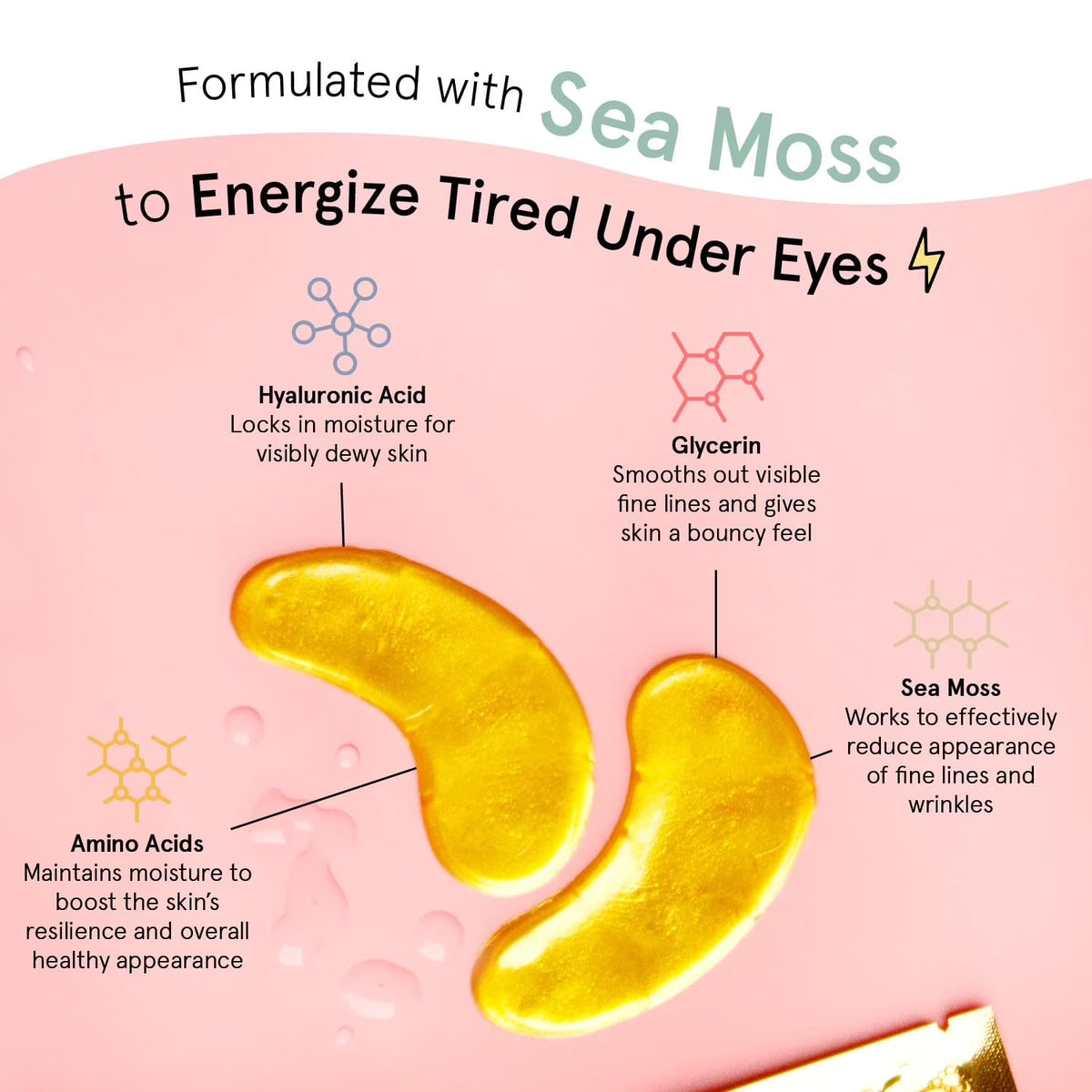 Energizing Gold Under Eye Masks - 6 Pairs of Gel Patches for Dark Circles, Puffiness, Wrinkles, and Undereye Bags