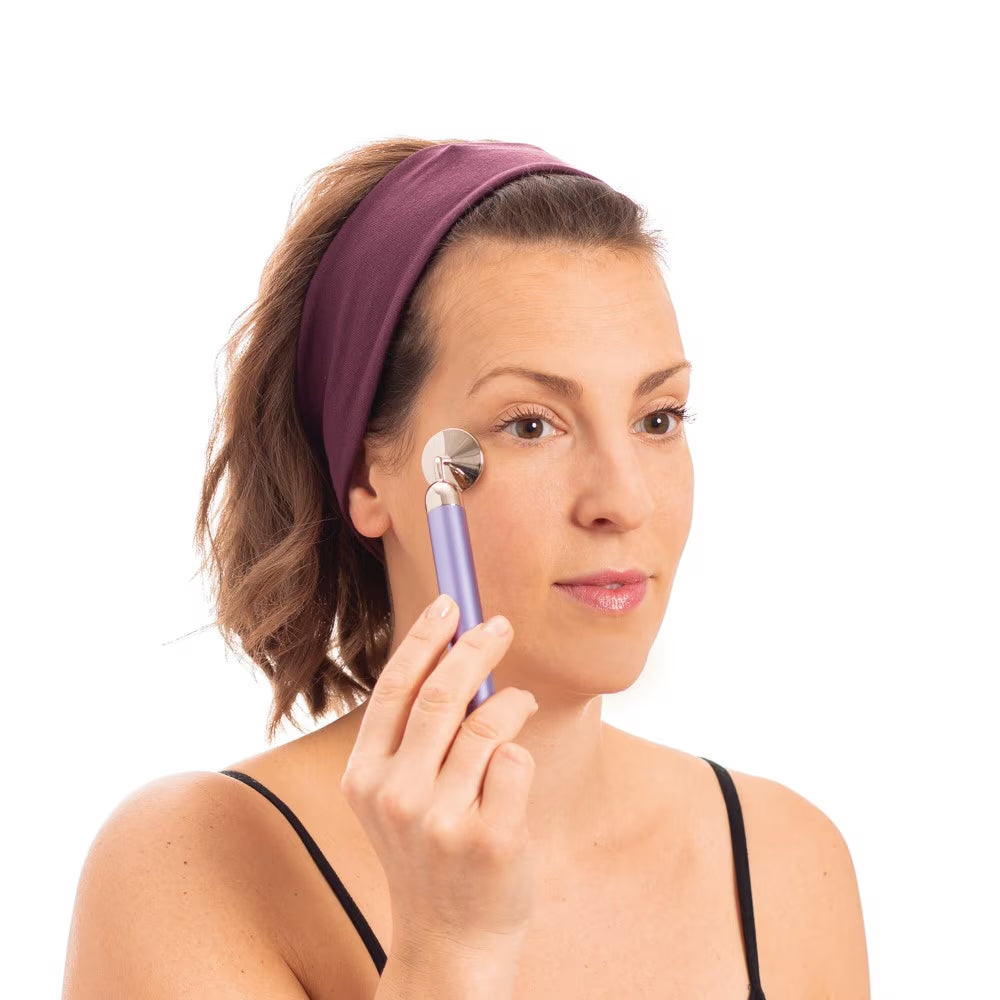 Plum Beauty Amethyst Rose Quartz Vibrating Facial Massager for Enhanced Skin Tightness and Tone