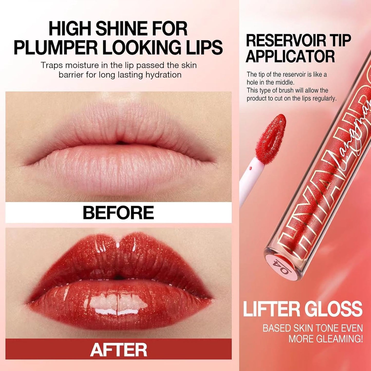 Nude Brown Plumping Glitter Lip Gloss for Women - High Pigment, Long-Lasting, Moisturizing Formula with Natural Oil Shimmer (Shade 02)