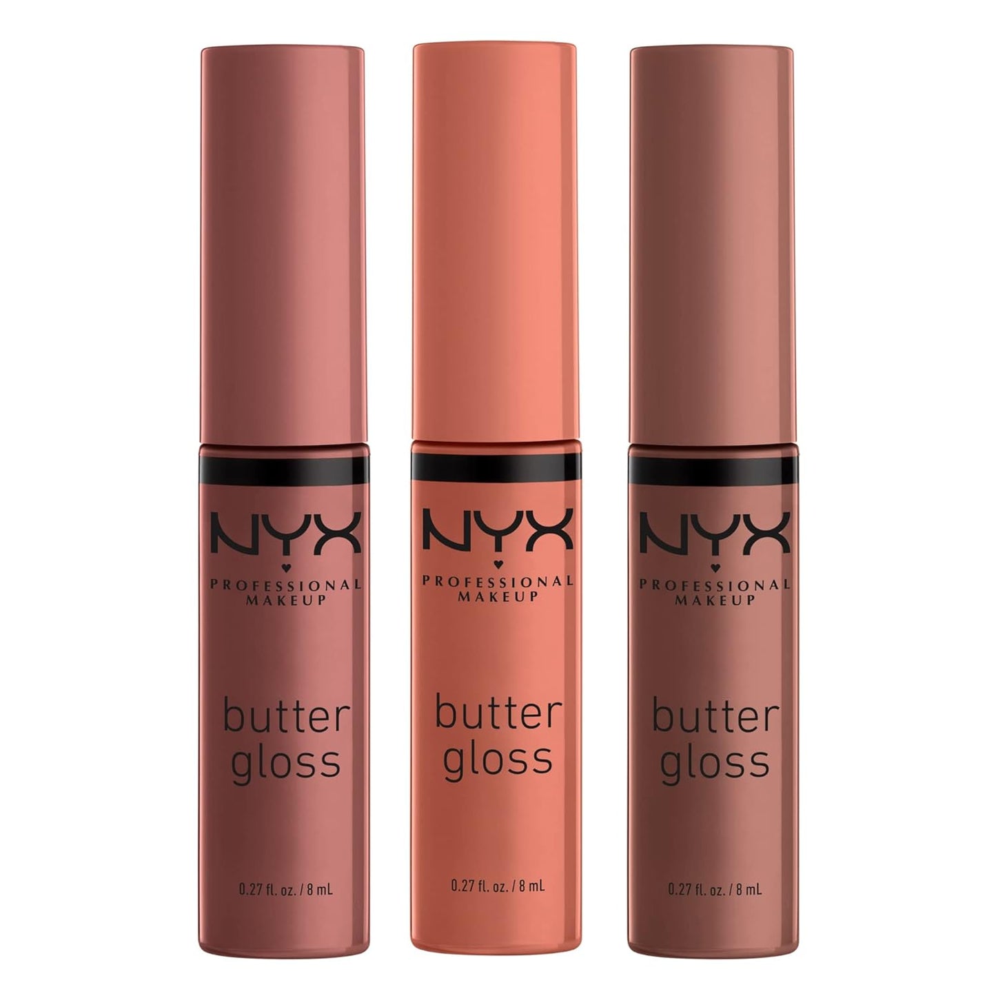 NYX PROFESSIONAL MAKEUP Butter Gloss Trio - Brown Sugar, Non-Sticky Lip Gloss (Sugar High, Spiked Toffee, Butterscotch)