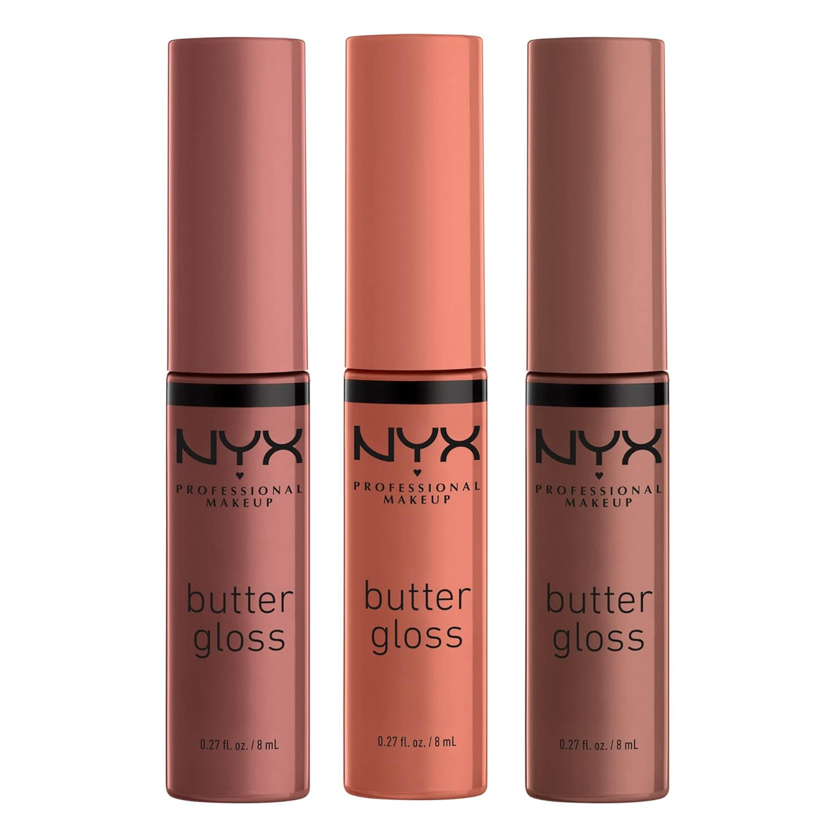 NYX PROFESSIONAL MAKEUP Butter Gloss Trio - Brown Sugar, Non-Sticky Lip Gloss (Sugar High, Spiked Toffee, Butterscotch)