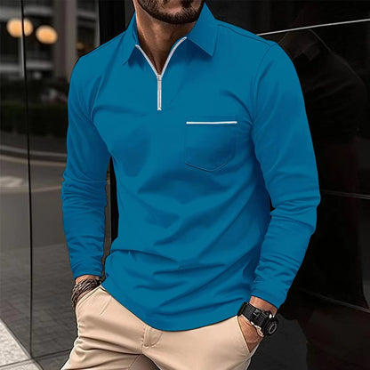 Men's Long Sleeve Zip Collar Shirt
