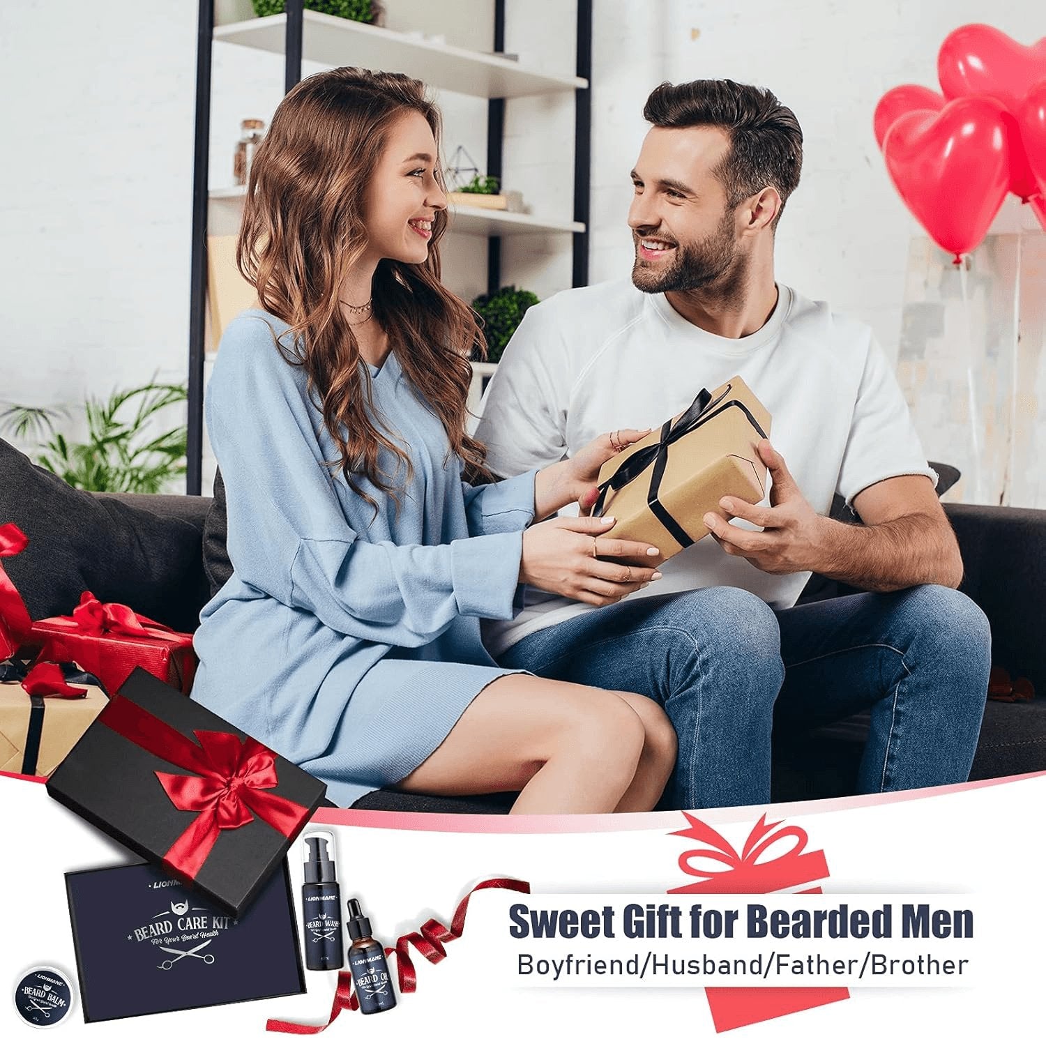 Beard Care Gifts Kit for Men - Beard Mustache Grooming Kit
