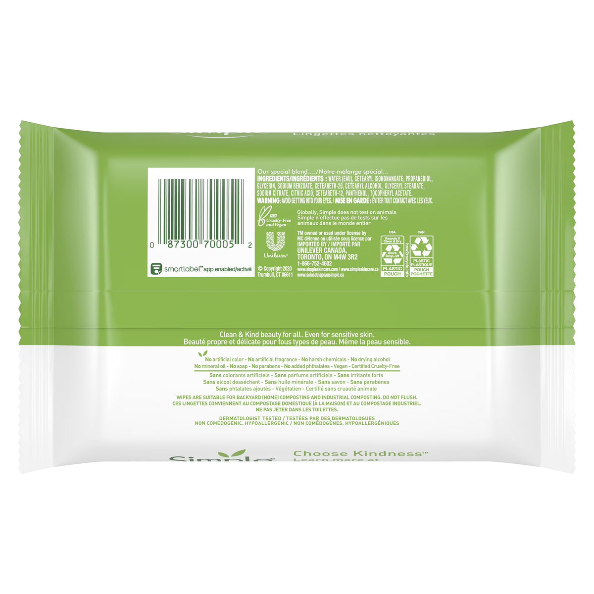 Kind to Skin Facial Cleansing Wipes - Gentle and Effective Makeup Remover, Free from Colorants, Artificial Fragrances, and Harsh Chemicals, 25 Wipes