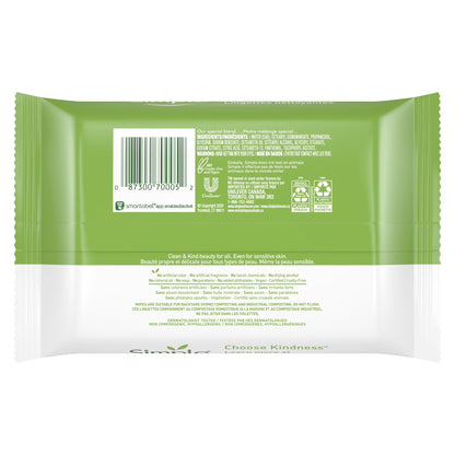 Kind to Skin Facial Cleansing Wipes - Gentle and Effective Makeup Remover, Free from Colorants, Artificial Fragrances, and Harsh Chemicals, 25 Wipes