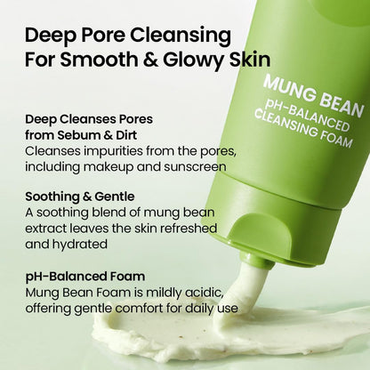 Beplain Mung Bean Double Cleansing Set: Oil (6.76 fl oz) & Face Wash (5.07 fl oz)