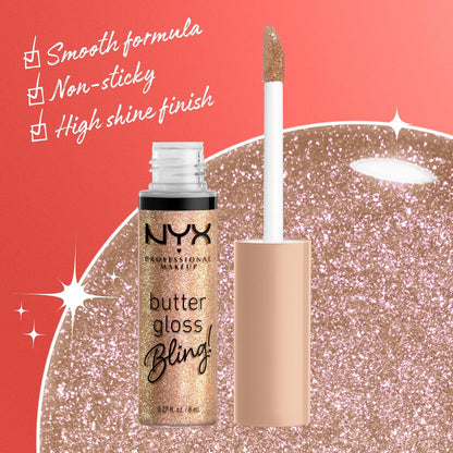 NYX Professional Makeup Butter Gloss Bling - Non-Sticky, Shiny Vegan Lip Gloss for a Radiant Finish