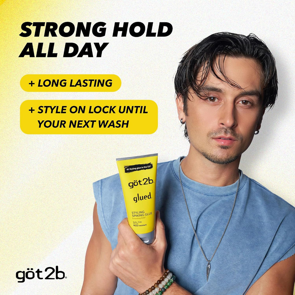 Got2B Glued Styling Spiking Hair Gel, 6 oz Tubes - Set of 2 with Bonus 1.25 oz Travel Tube