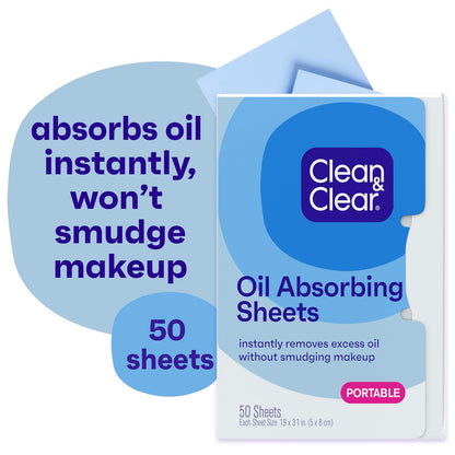 Clean & Clear Essentials Oil Absorbing Sheets, 50 Count, Pack of 3