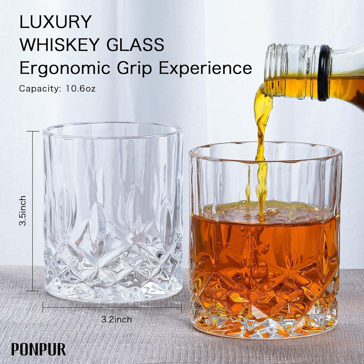 PONPUR Whiskey Decanter Set with 2 Glasses - Ideal Gift for Father's Day, Birthdays, Christmas, and Retirement