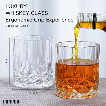 PONPUR Whiskey Decanter Set with 2 Glasses - Ideal Gift for Father's Day, Birthdays, Christmas, and Retirement