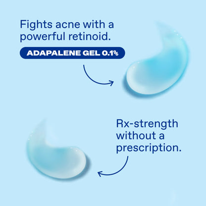 Adapalene 0.1% Retinoid Acne Treatment Gel, Fragrance-Free, 15g Tube - Prescription Strength for Effective Acne Clearance and Prevention