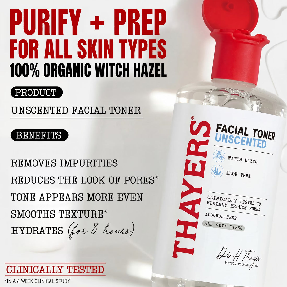 Unscented Alcohol-Free Witch Hazel Facial Toner for Dry Skin, 8.5 Fl Oz