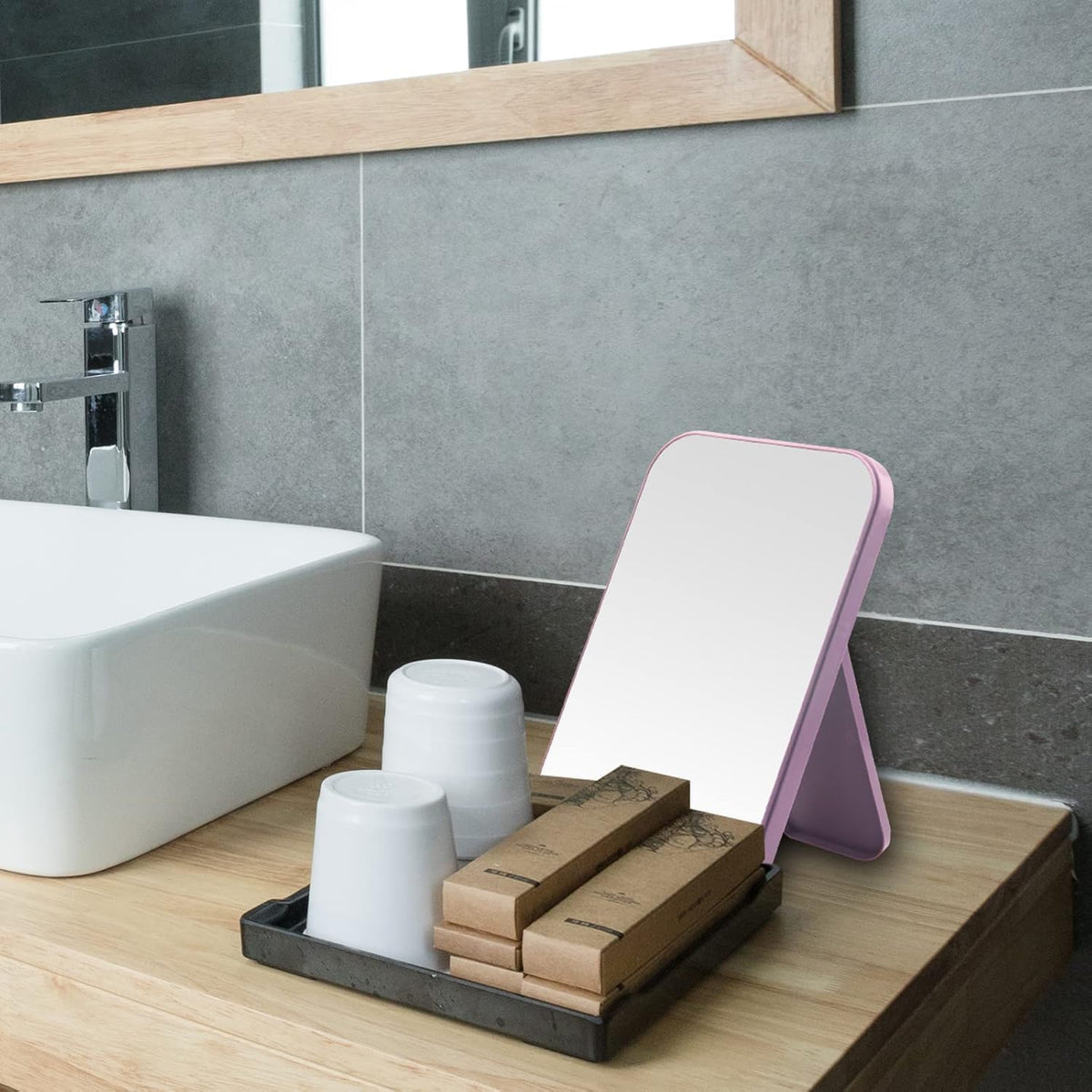 8-Inch Square Green 2-In-1 Desktop and Wall-Mounted Makeup Mirror