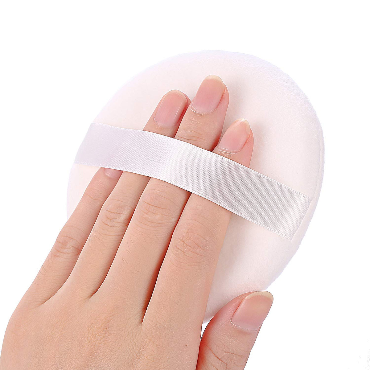 WSYUB Large Velour Powder Puffs - 4.13 Inch Soft Body Powder Applicators, 2 Pack, White, Round