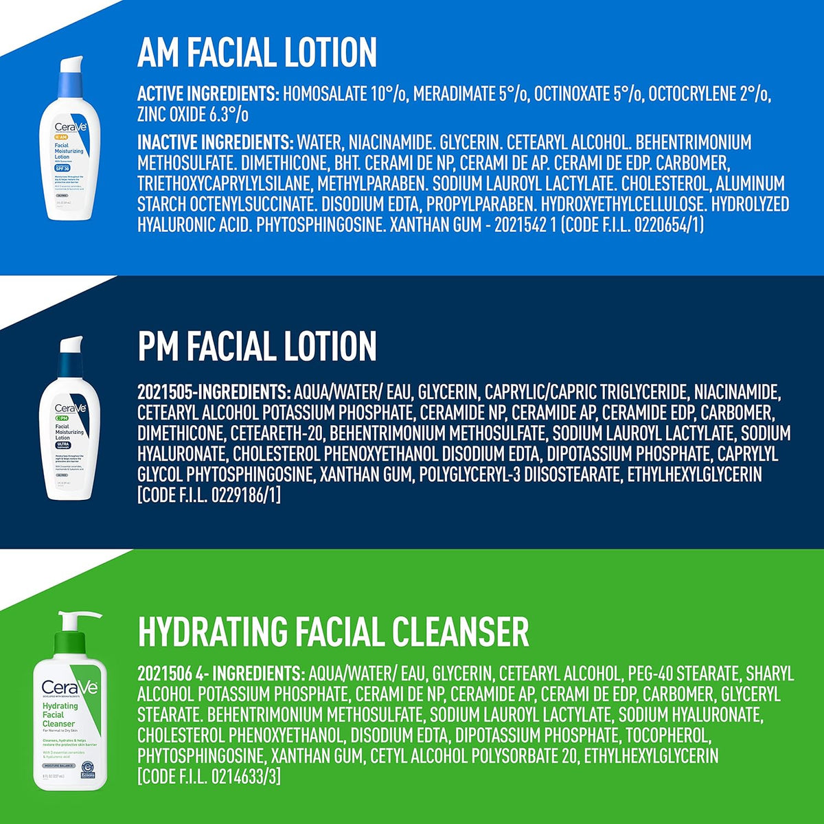 CeraVe Skincare Set: Travel Size Face Wash and AM/PM Moisturizers